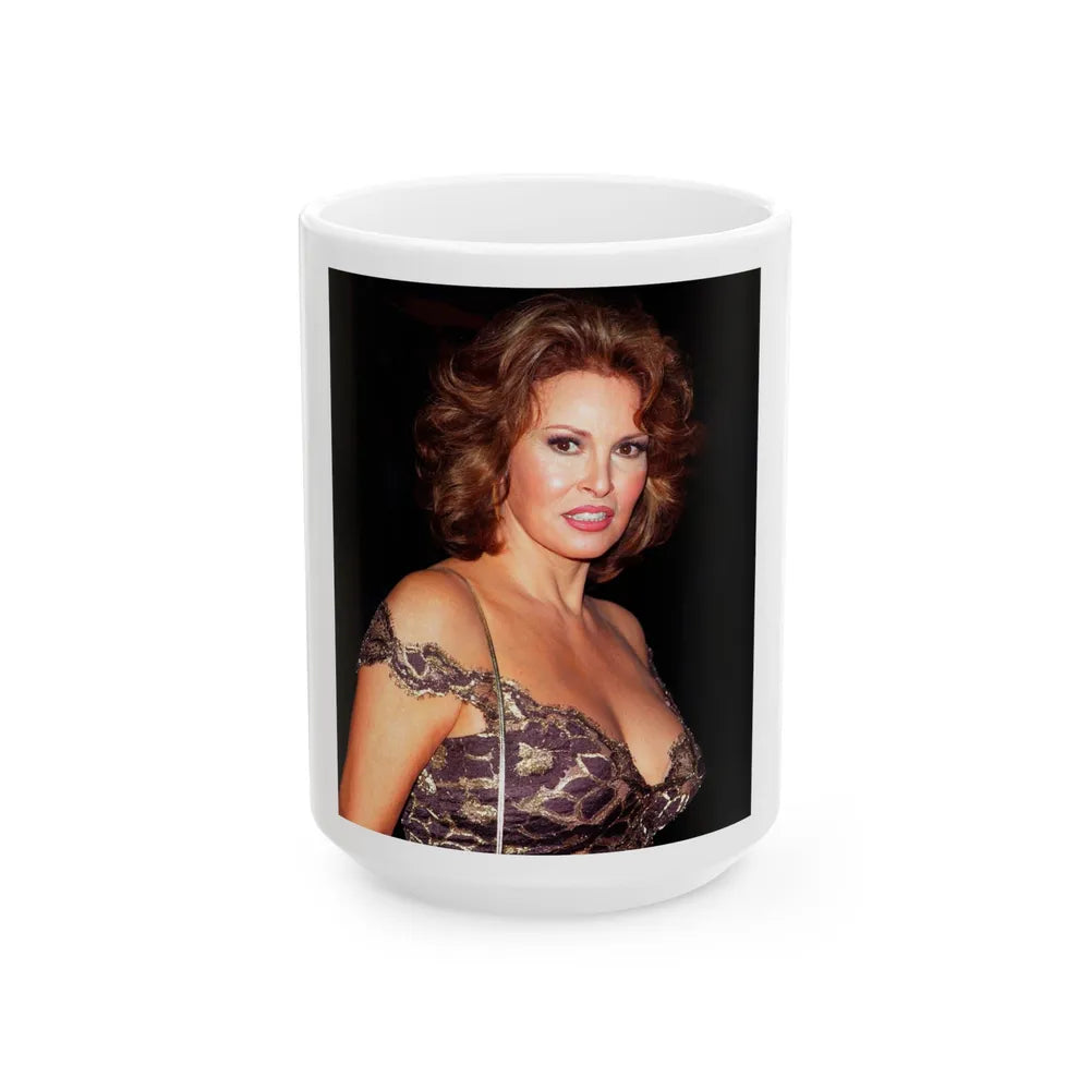 Raquel Welch #352 (Vintage Female Icon) White Coffee Mug-15oz-Go Mug Yourself