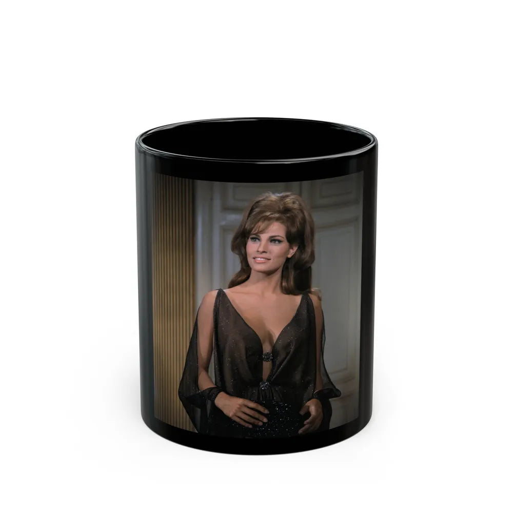 Raquel Welch #353 (Vintage Female Icon) Black Coffee Mug-11oz-Go Mug Yourself