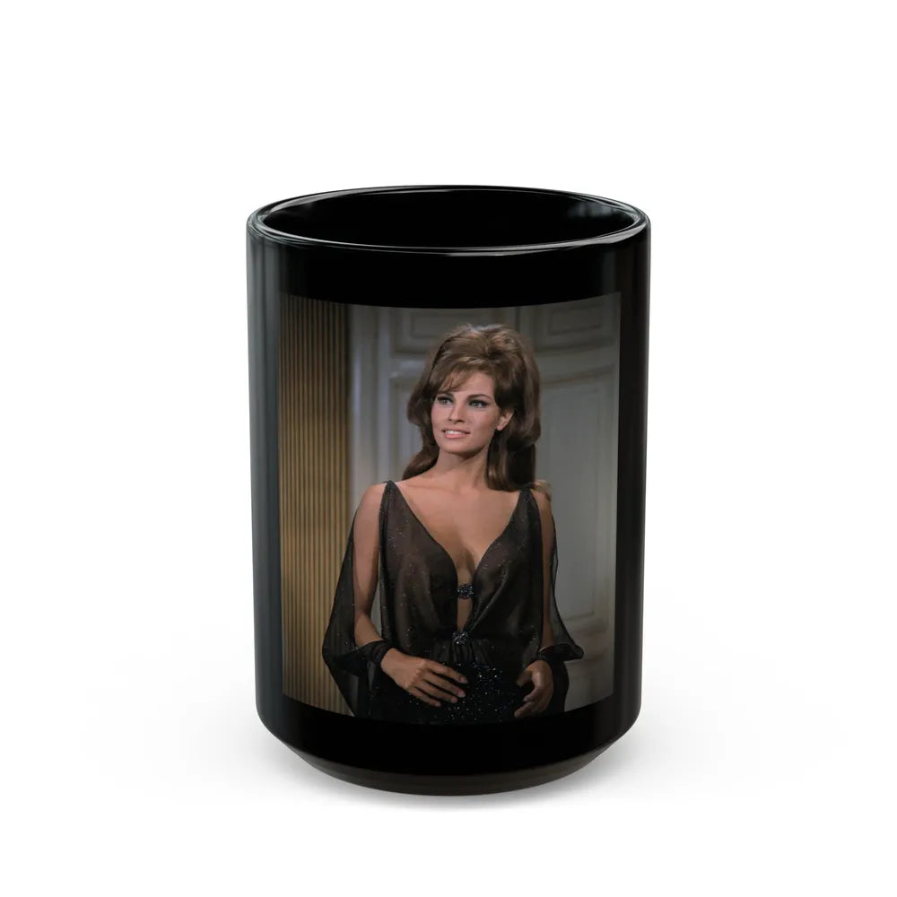 Raquel Welch #353 (Vintage Female Icon) Black Coffee Mug-15oz-Go Mug Yourself