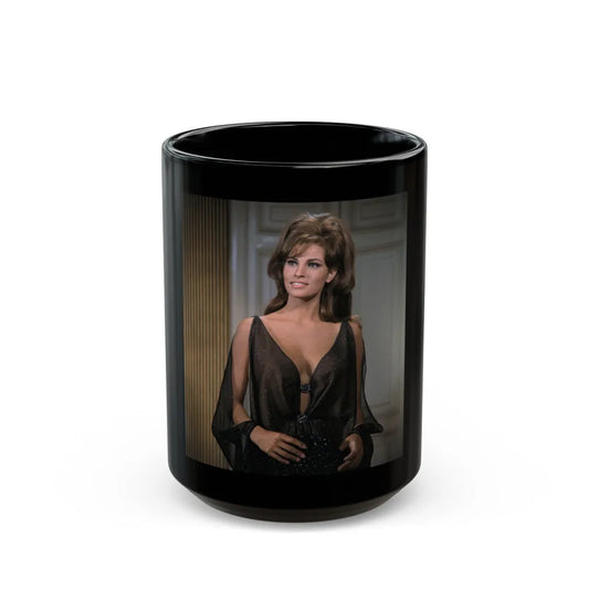 Raquel Welch #353 (Vintage Female Icon) Black Coffee Mug-15oz-Go Mug Yourself