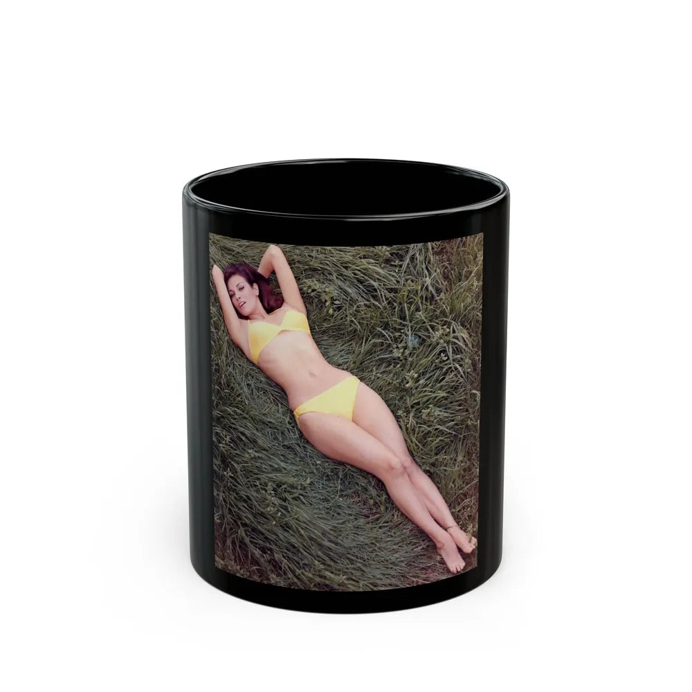 Raquel Welch #357 (Vintage Female Icon) Black Coffee Mug-11oz-Go Mug Yourself