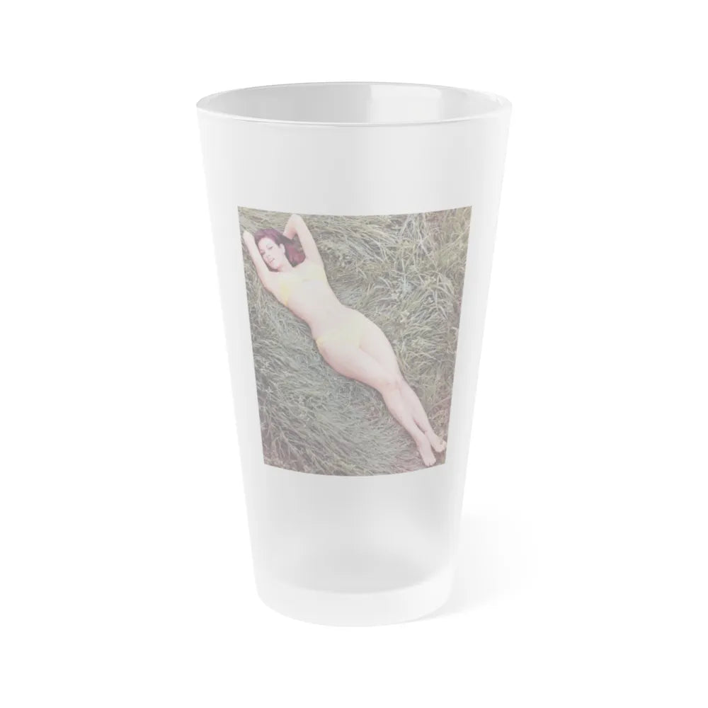 Raquel Welch #357 (Vintage Female Icon) Frosted Pint Glass 16oz-16oz-Frosted-Go Mug Yourself