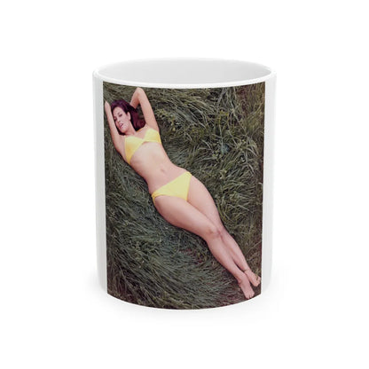 Raquel Welch #357 (Vintage Female Icon) White Coffee Mug-11oz-Go Mug Yourself