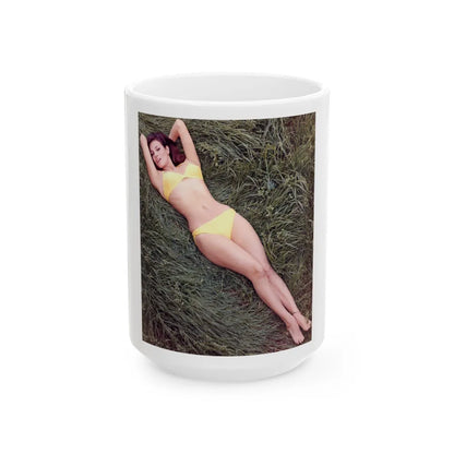 Raquel Welch #357 (Vintage Female Icon) White Coffee Mug-15oz-Go Mug Yourself