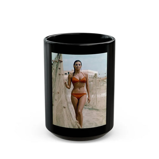 Raquel Welch #358 (Vintage Female Icon) Black Coffee Mug-15oz-Go Mug Yourself