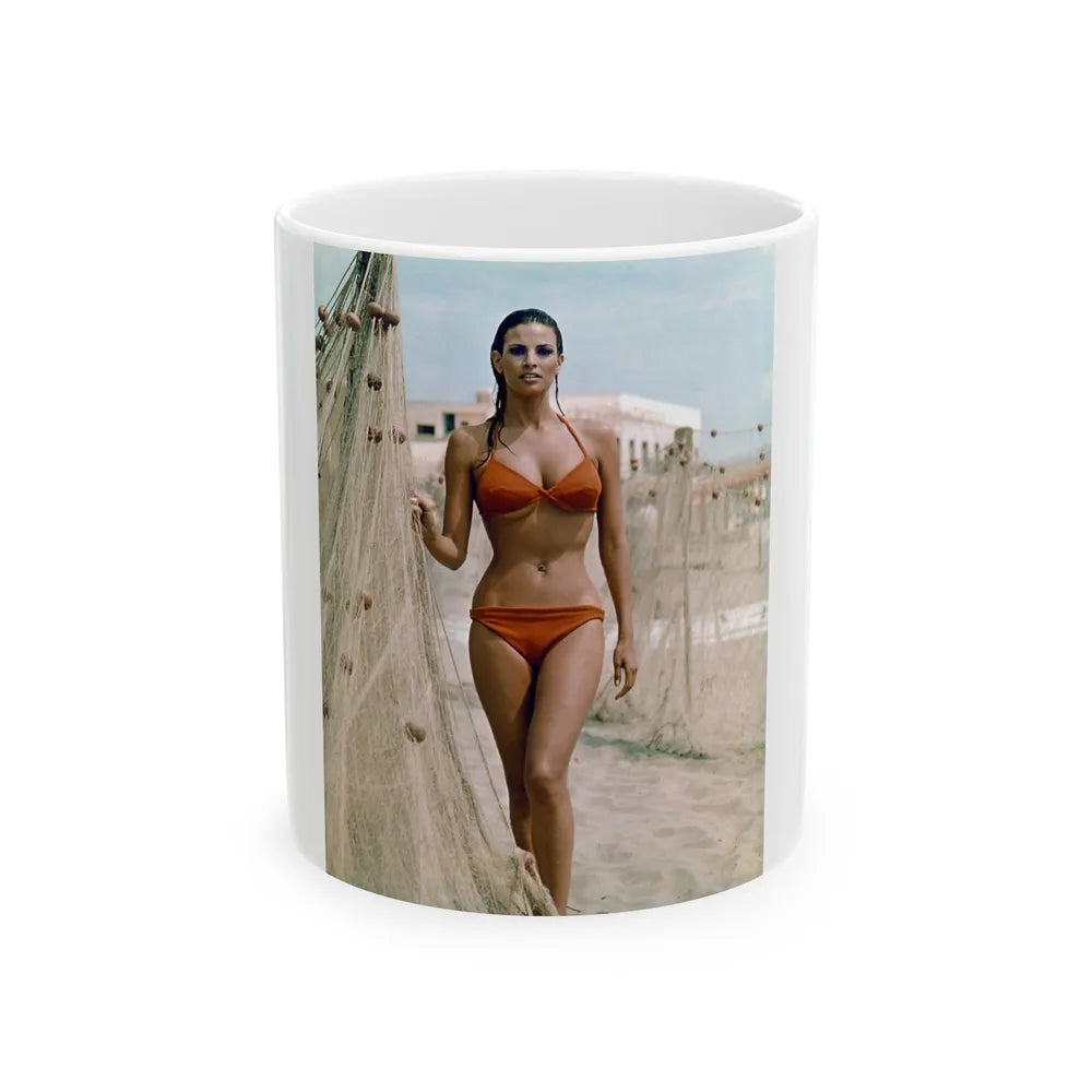 Raquel Welch #358 (Vintage Female Icon) White Coffee Mug-11oz-Go Mug Yourself