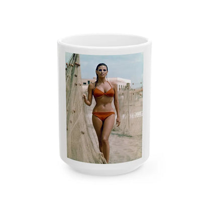 Raquel Welch #358 (Vintage Female Icon) White Coffee Mug-15oz-Go Mug Yourself