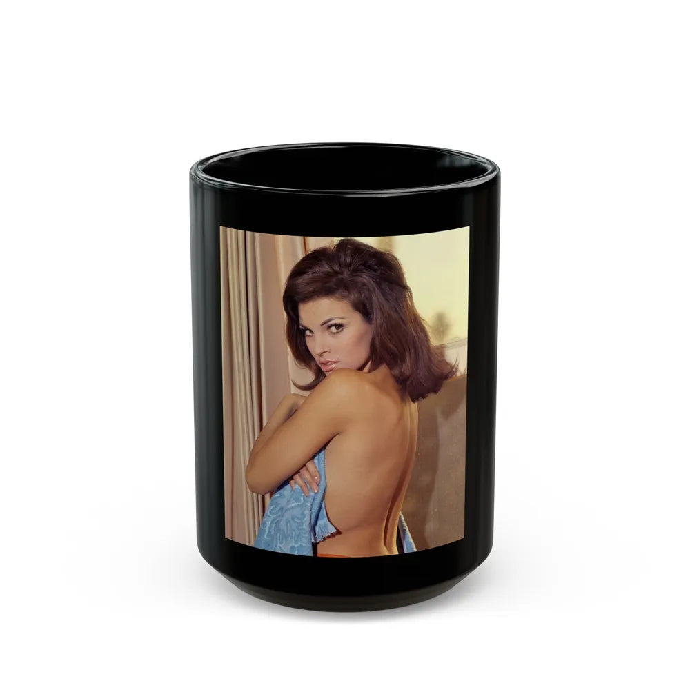 Raquel Welch #359 (Vintage Female Icon) Black Coffee Mug-15oz-Go Mug Yourself