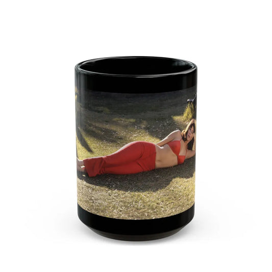 Raquel Welch #360 (Vintage Female Icon) Black Coffee Mug-15oz-Go Mug Yourself