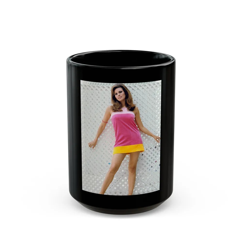 Raquel Welch #361 (Vintage Female Icon) Black Coffee Mug-15oz-Go Mug Yourself