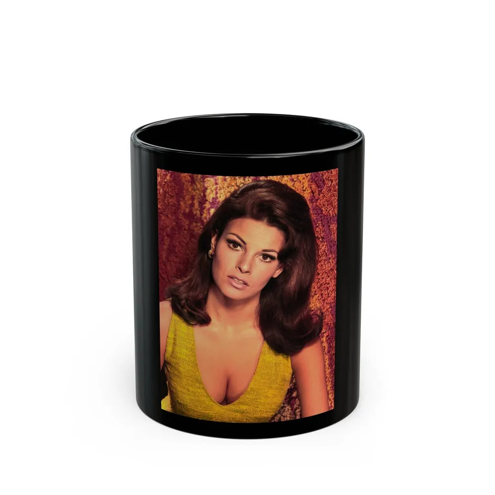 Raquel Welch #364 (Vintage Female Icon) Black Coffee Mug-11oz-Go Mug Yourself