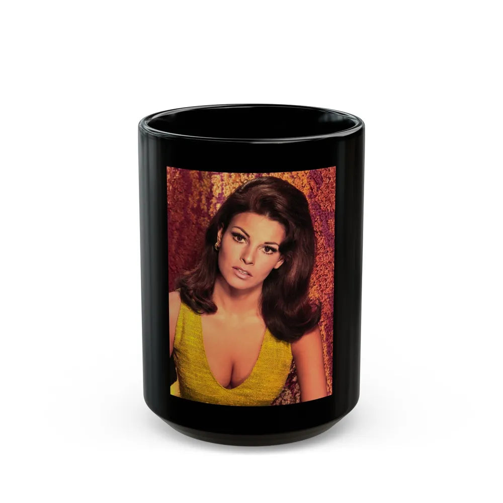 Raquel Welch #364 (Vintage Female Icon) Black Coffee Mug-15oz-Go Mug Yourself