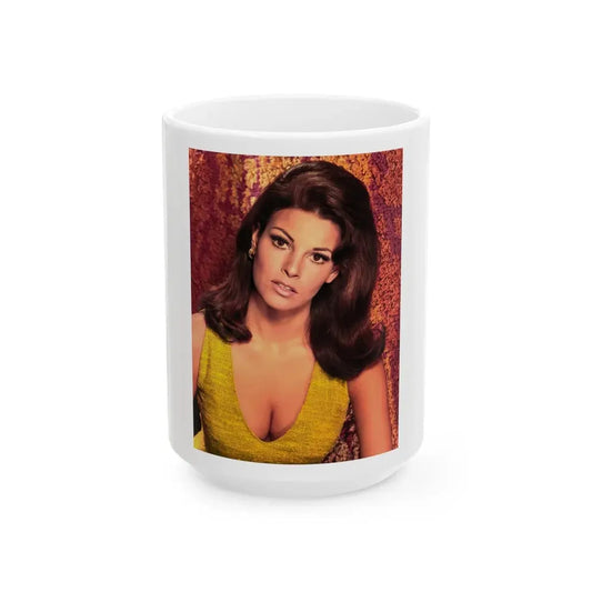 Raquel Welch #364 (Vintage Female Icon) White Coffee Mug 15oz - Go Mug Yourself