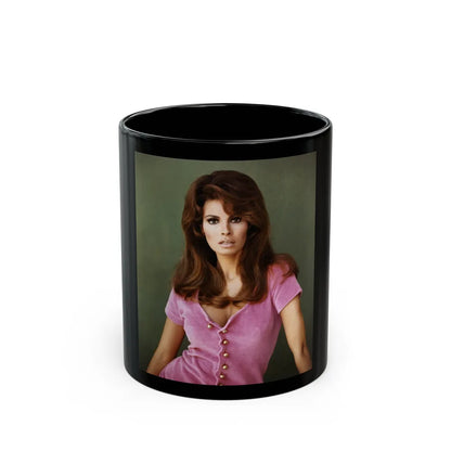 Raquel Welch #365 (Vintage Female Icon) Black Coffee Mug-11oz-Go Mug Yourself