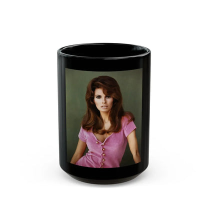 Raquel Welch #365 (Vintage Female Icon) Black Coffee Mug-15oz-Go Mug Yourself