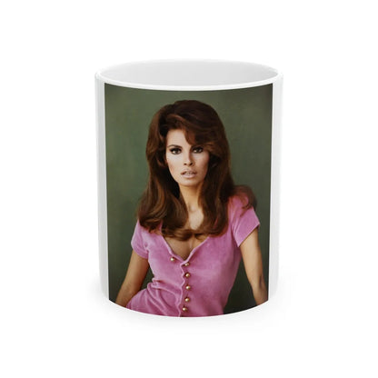 Raquel Welch #365 (Vintage Female Icon) White Coffee Mug-11oz-Go Mug Yourself