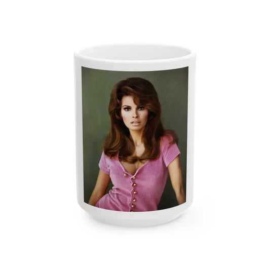 Raquel Welch #365 (Vintage Female Icon) White Coffee Mug-15oz-Go Mug Yourself