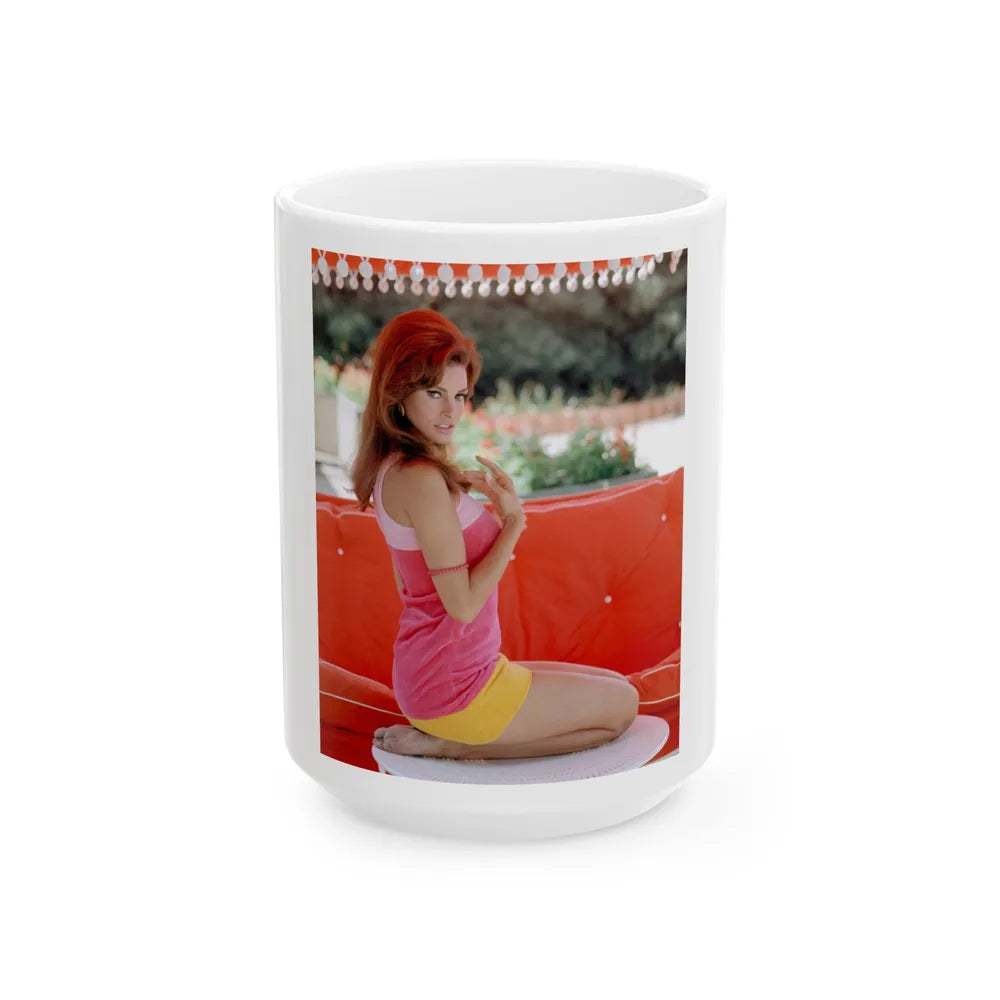 Raquel Welch #368 (Vintage Female Icon) White Coffee Mug-15oz-Go Mug Yourself