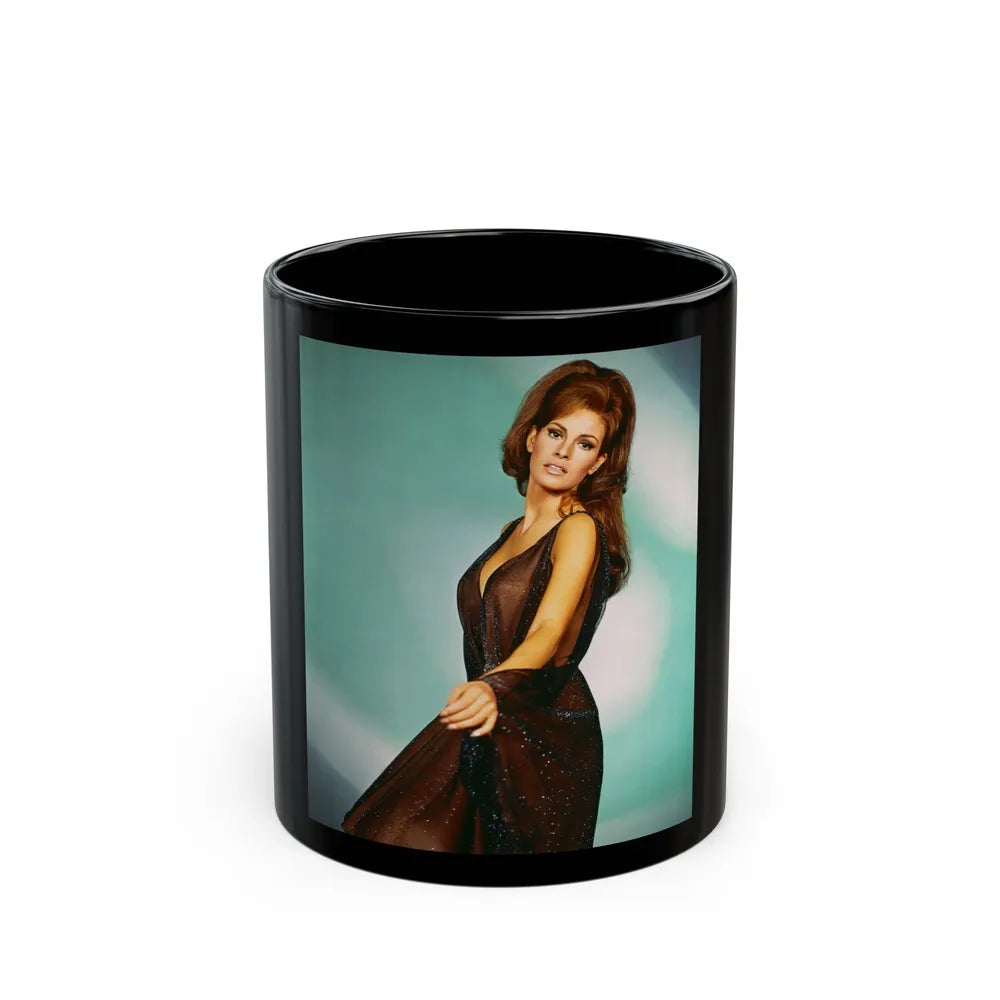 Raquel Welch #372 (Vintage Female Icon) Black Coffee Mug-11oz-Go Mug Yourself