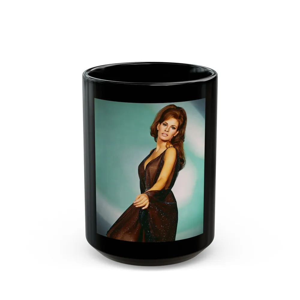 Raquel Welch #372 (Vintage Female Icon) Black Coffee Mug-15oz-Go Mug Yourself