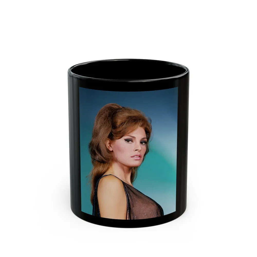 Raquel Welch #374 (Vintage Female Icon) Black Coffee Mug-11oz-Go Mug Yourself