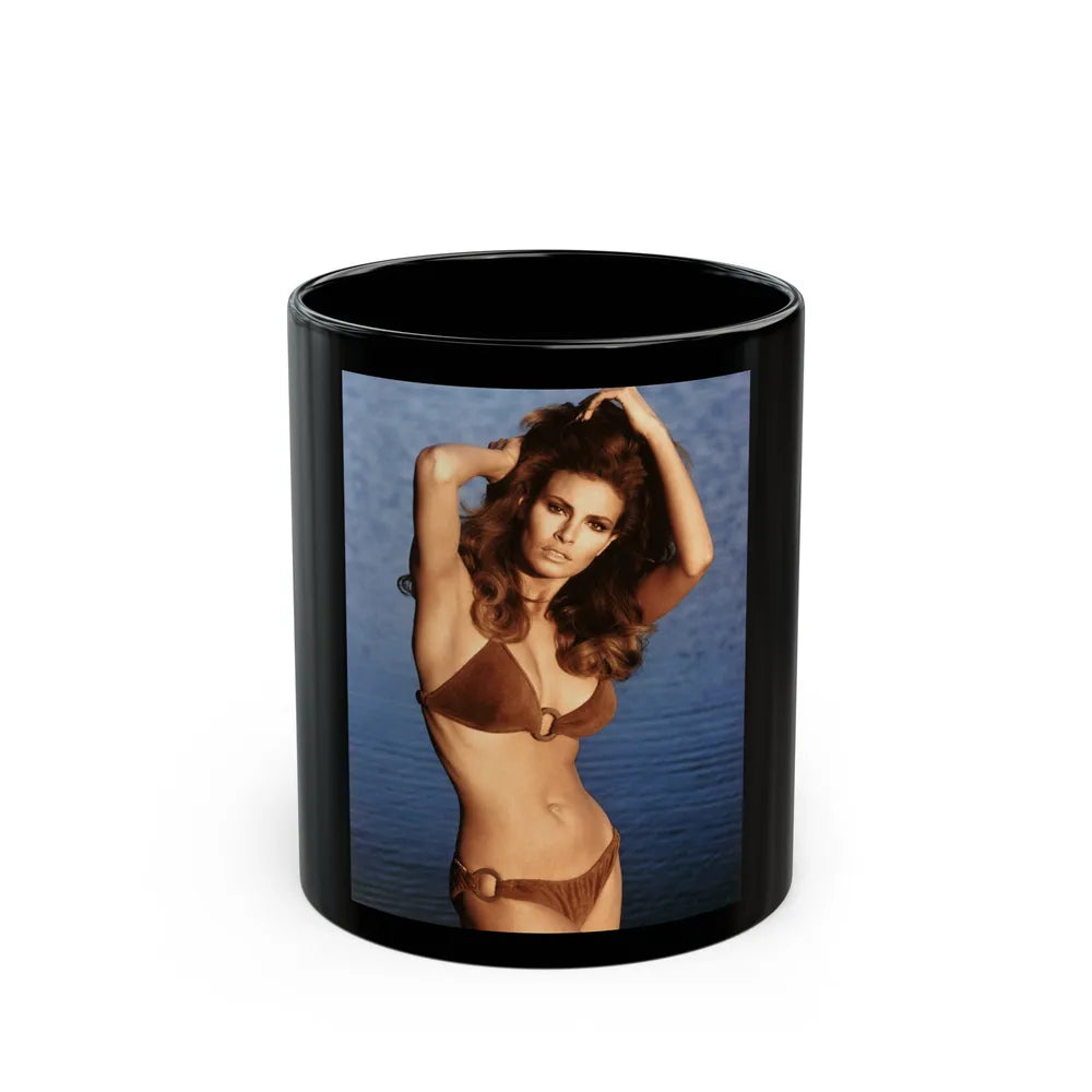 Raquel Welch #375 (Vintage Female Icon) Black Coffee Mug-11oz-Go Mug Yourself