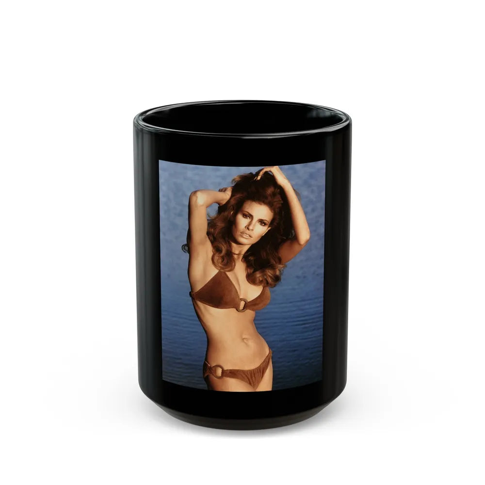 Raquel Welch #375 (Vintage Female Icon) Black Coffee Mug-15oz-Go Mug Yourself