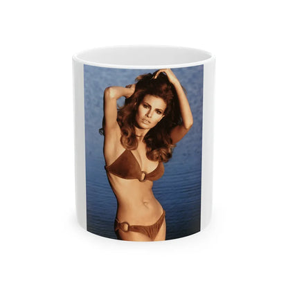 Raquel Welch #375 (Vintage Female Icon) White Coffee Mug-11oz-Go Mug Yourself