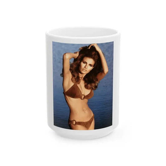 Raquel Welch #375 (Vintage Female Icon) White Coffee Mug 15oz - Go Mug Yourself