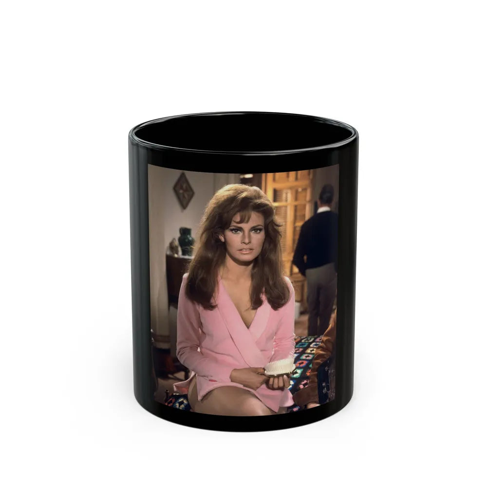 Raquel Welch #376 (Vintage Female Icon) Black Coffee Mug-11oz-Go Mug Yourself