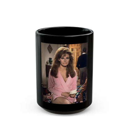 Raquel Welch #376 (Vintage Female Icon) Black Coffee Mug-15oz-Go Mug Yourself