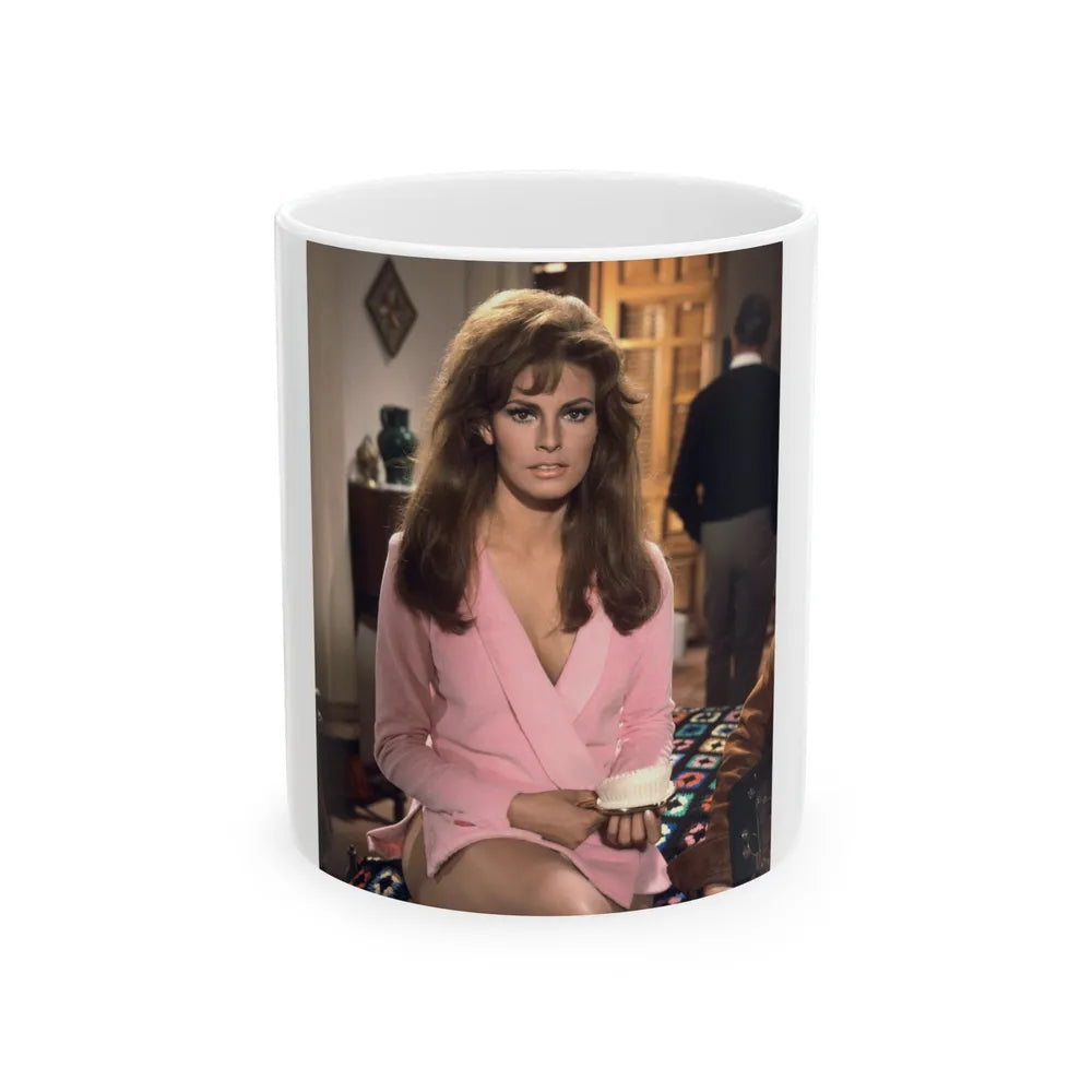 Raquel Welch #376 (Vintage Female Icon) White Coffee Mug-11oz-Go Mug Yourself