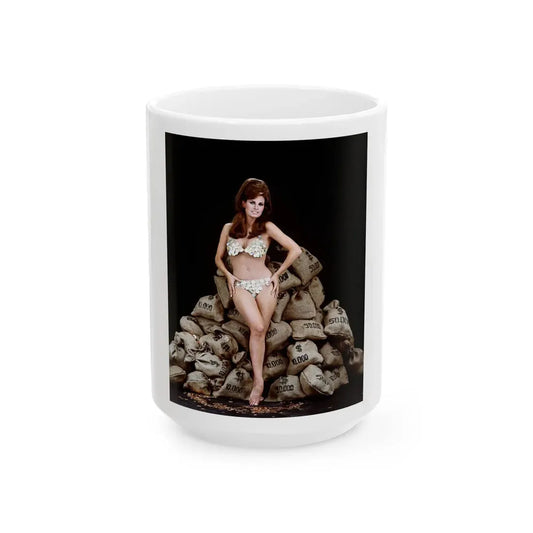 Raquel Welch #378 (Vintage Female Icon) White Coffee Mug 15oz - Go Mug Yourself
