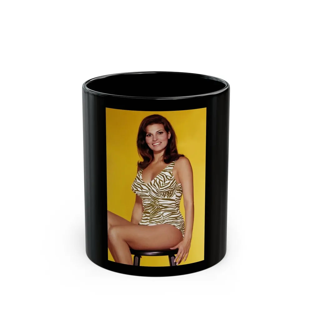 Raquel Welch #380 (Vintage Female Icon) Black Coffee Mug-11oz-Go Mug Yourself