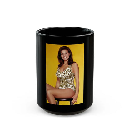 Raquel Welch #380 (Vintage Female Icon) Black Coffee Mug-15oz-Go Mug Yourself