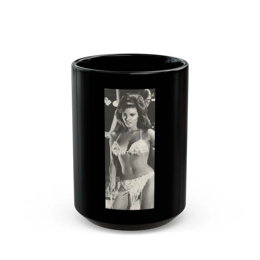 Raquel Welch #384 (Vintage Female Icon) Black Coffee Mug-15oz-Go Mug Yourself