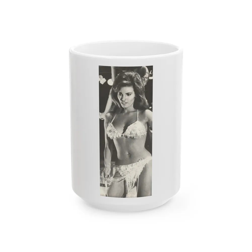 Raquel Welch #384 (Vintage Female Icon) White Coffee Mug-15oz-Go Mug Yourself