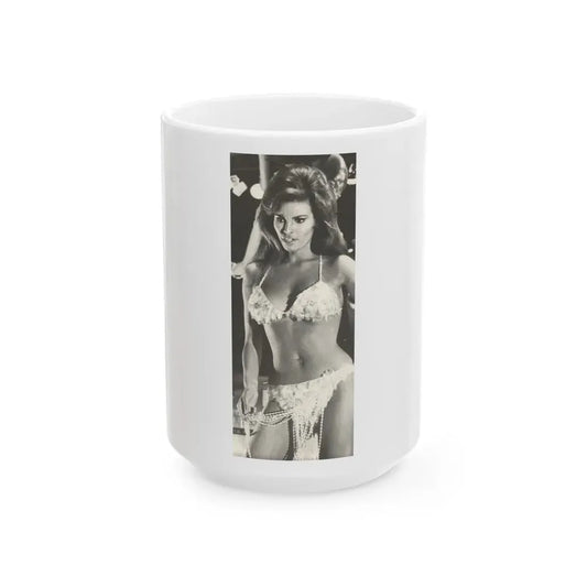 Raquel Welch #384 (Vintage Female Icon) White Coffee Mug 15oz - Go Mug Yourself