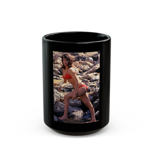 Raquel Welch #385 (Vintage Female Icon) Black Coffee Mug-15oz-Go Mug Yourself