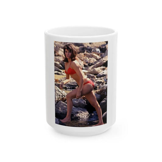 Raquel Welch #385 (Vintage Female Icon) White Coffee Mug-15oz-Go Mug Yourself