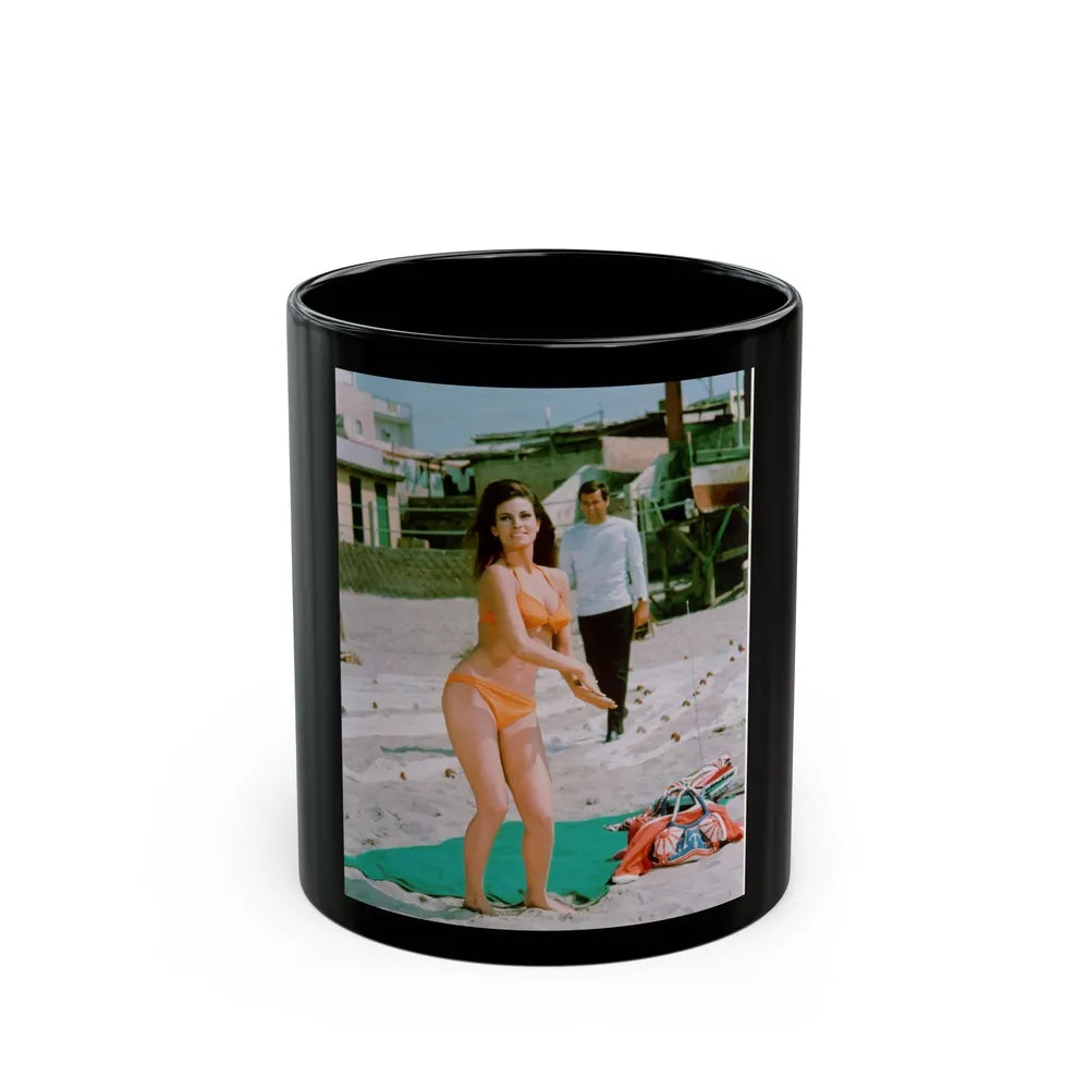 Raquel Welch #388 (Vintage Female Icon) Black Coffee Mug-11oz-Go Mug Yourself