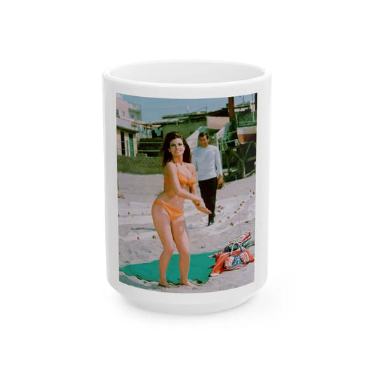 Raquel Welch #388 (Vintage Female Icon) White Coffee Mug-15oz-Go Mug Yourself