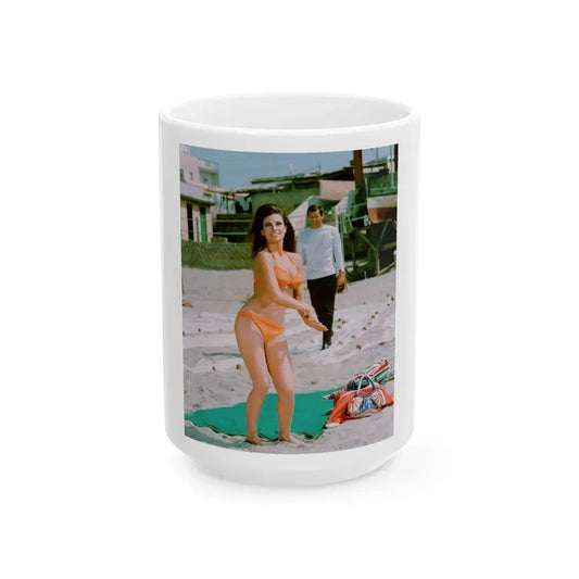 Raquel Welch #388 (Vintage Female Icon) White Coffee Mug 15oz - Go Mug Yourself