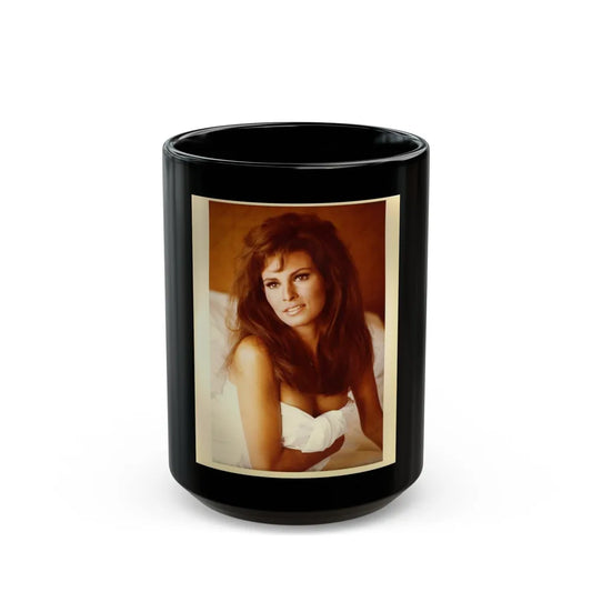 Raquel Welch #389 (Vintage Female Icon) Black Coffee Mug-15oz-Go Mug Yourself