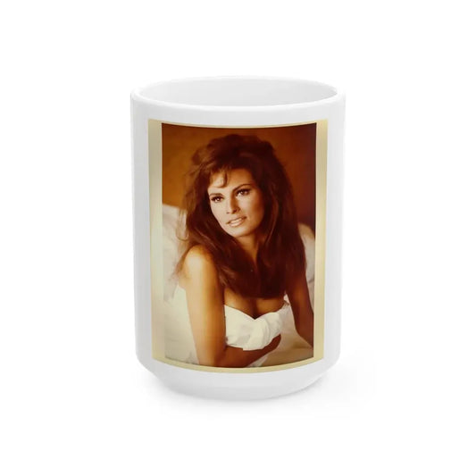 Raquel Welch #389 (Vintage Female Icon) White Coffee Mug 15oz - Go Mug Yourself