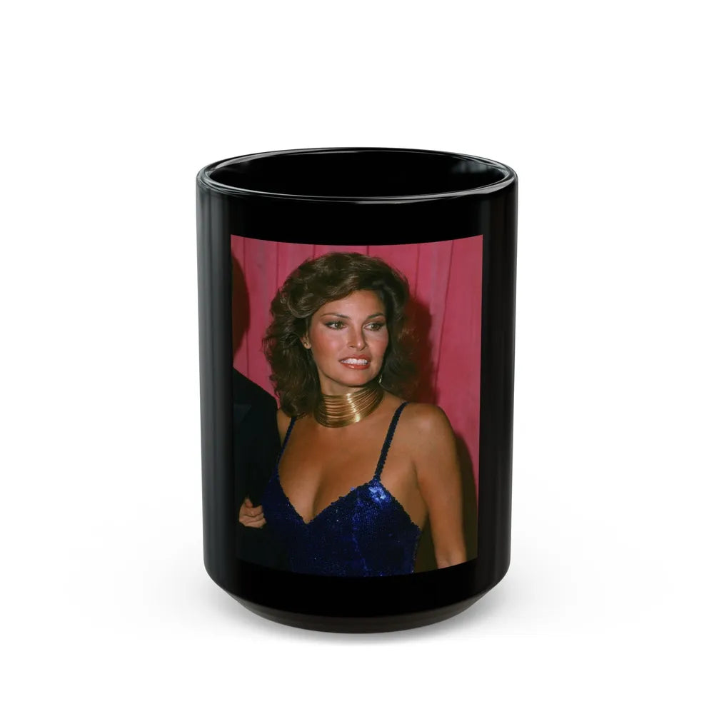 Raquel Welch #390 (Vintage Female Icon) Black Coffee Mug-15oz-Go Mug Yourself