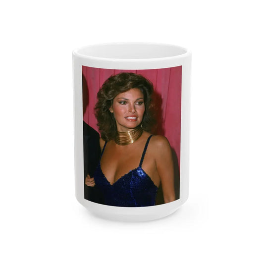 Raquel Welch #390 (Vintage Female Icon) White Coffee Mug-15oz-Go Mug Yourself