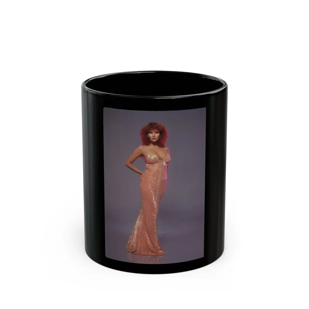 Raquel Welch #393 (Vintage Female Icon) Black Coffee Mug-11oz-Go Mug Yourself