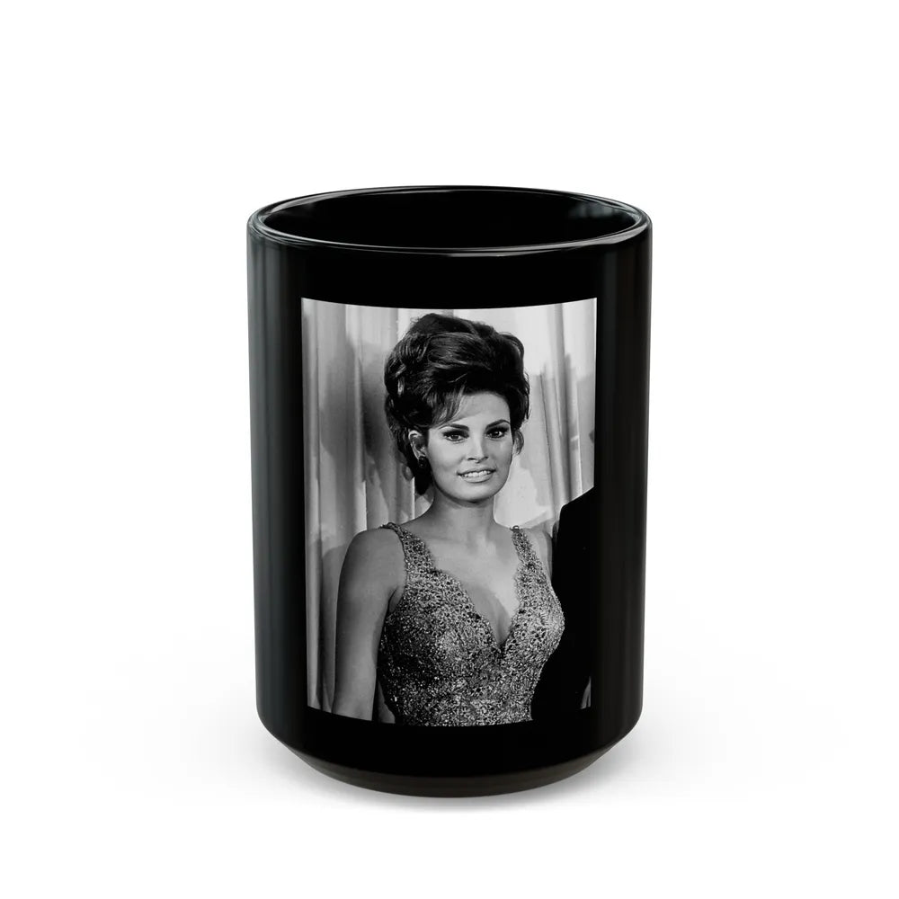 Raquel Welch #403 (Vintage Female Icon) Black Coffee Mug-15oz-Go Mug Yourself