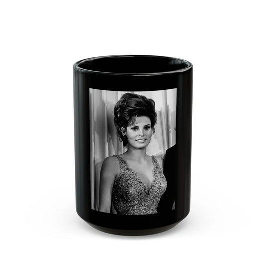 Raquel Welch #403 (Vintage Female Icon) Black Coffee Mug-15oz-Go Mug Yourself